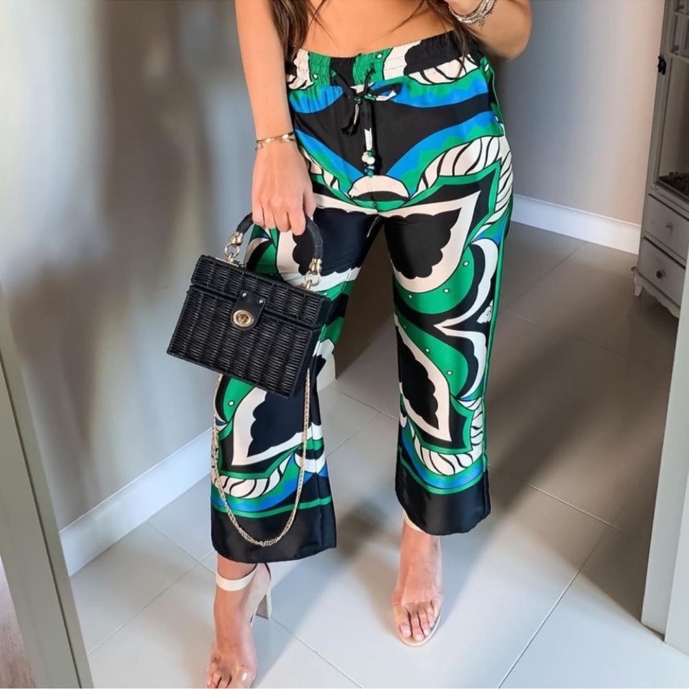 Zara green satin pants